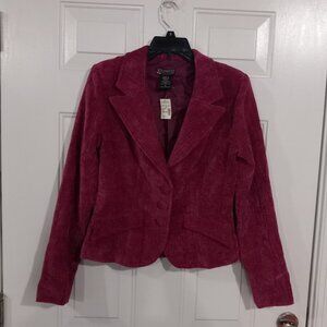 Hot Kiss USA Pink textured blazer velvet feel shoulder pads size Large